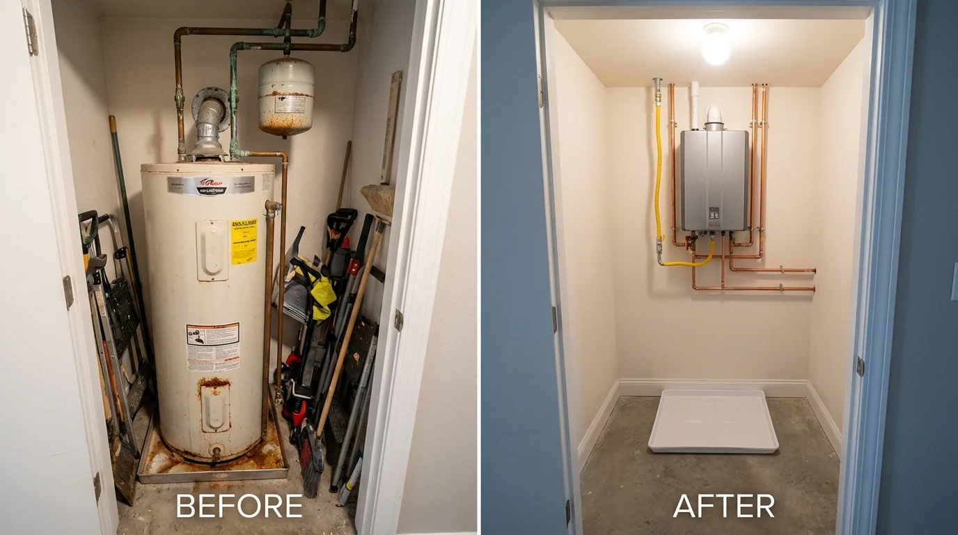 Tank water heater versus wall-mounted tankless unit comparison for Cardington, OH homeowners